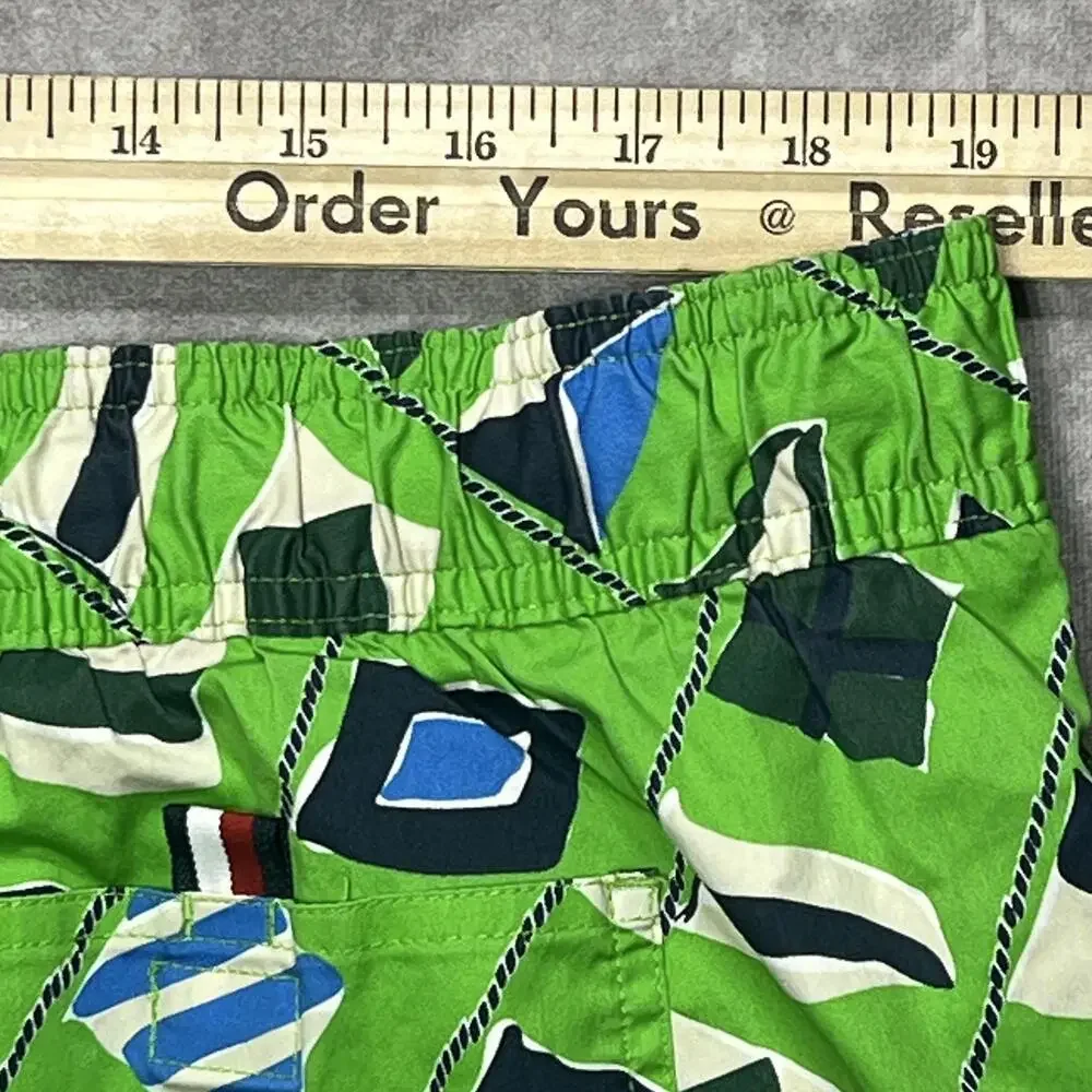 Tommy Hilfiger Swim Trunks Mens 2XL Green Retro Nautical Flag Lined Drawstring